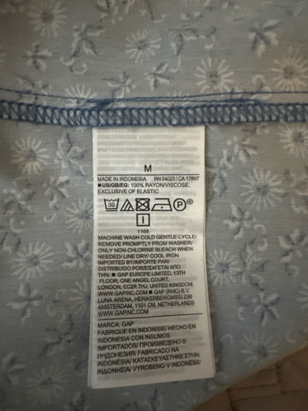Gap Blue Floral Smocked Waist Midi Dress Sleeveless Ruffle Neck M - Picture 6 of 10